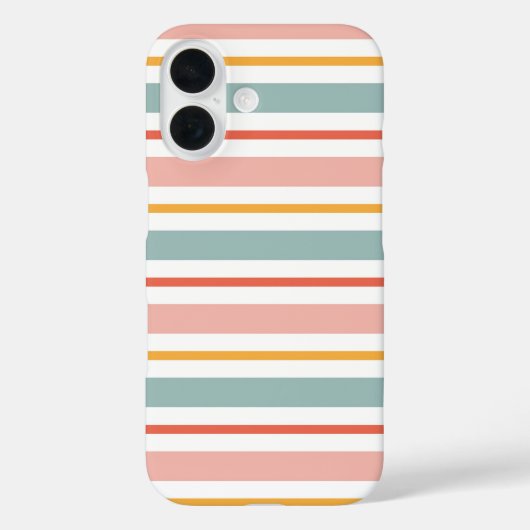 Retro Zomer Pastel Gestreepte Roze Mint En Mosterd Case-Mate iPhone Case (Achterkant)