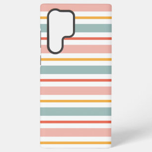 Retro Zomer Pastel Gestreepte Roze Mint En Mosterd Samsung Galaxy Hoesje