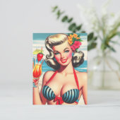 Retro Zomer Pin Up Briefkaart (Staand voorkant)
