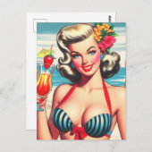 Retro Zomer Pin Up Briefkaart (Voorkant / Achterkant)