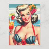 Retro Zomer Pin Up Briefkaart (Voorkant)