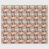 Retro Zomer Pin Up Cadeaupapier (Vlak)