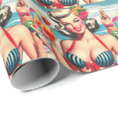 Retro Zomer Pin Up Cadeaupapier (Rol Hoek)