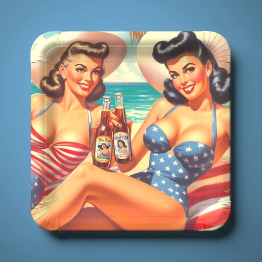 Retro Zomer Pin-ups Papieren Bordje