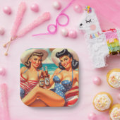 Retro Zomer Pin-ups Papieren Bordje (Feest)