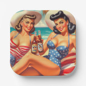 Retro Zomer Pin-ups Papieren Bordje (Voorkant)