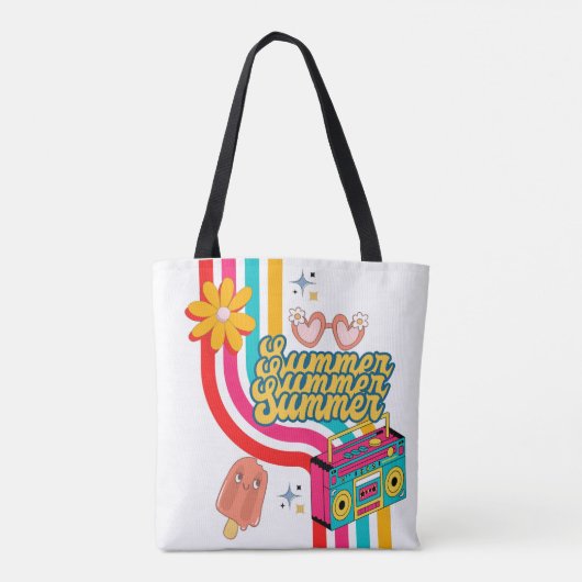 Retro Zomer Regenboog Canvas tas (Achterkant)