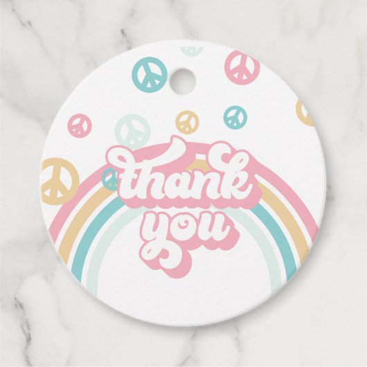 Retro Zomer Regenboog Dank u Bedankjes Labels (Voorkant)
