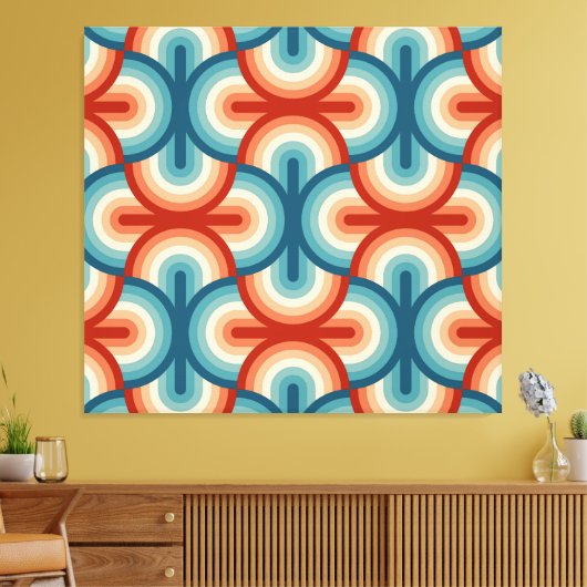 Retro zomer regenboog strepen patroon canvas afdruk (Insitu (Woonkamer))