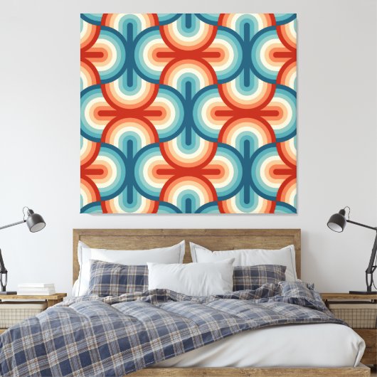 Retro zomer regenboog strepen patroon canvas afdruk (Insitu (Slaapkamer))
