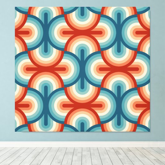 Retro zomer regenboog strepen patroon canvas afdruk (Insitu (Houten vloer))