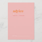 Retro Zomer | Roze en Oranje bruiloft Advieskaart (Voorkant)