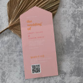 Retro Zomer | Roze en Oranje bruiloft All In One Uitnodiging