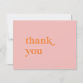 Retro Zomer | Roze en Oranje bruiloft Bedankkaart (Voorkant)