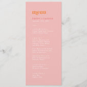 Retro Zomer | Roze en Oranje bruiloft Diner Menu (Voorkant)