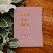 Retro Zomer | Roze en Oranje bruiloft Save The Date