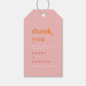 Retro Zomer | Roze en Oranje Dank u Favor Cadeaulabel (Voorkant)