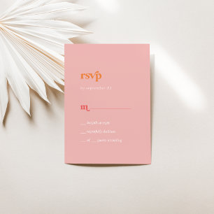 Retro Zomer Roze en Oranje Eenvoudige RSVP Kaart