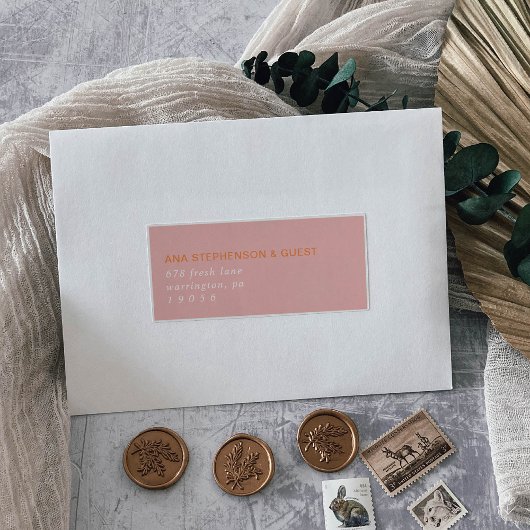 Retro Zomer Roze en Oranje Gast Adresetiketten Sticker