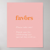 Retro Zomer | Roze en Oranje huwelijksgunsten Poster (Voorkant)