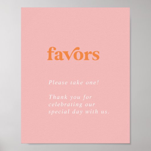 Retro Zomer | Roze en Oranje huwelijksgunsten Poster (Voorkant)