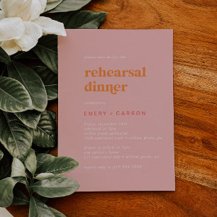 Retro Zomer   Roze en Oranje repetitie diner Kaart