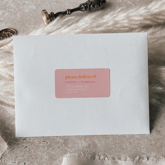 Retro Zomer | Roze en Oranje RSVP-Adresetiketten Etiket