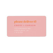 Retro Zomer | Roze en Oranje RSVP-Adresetiketten Etiket (Voorkant)