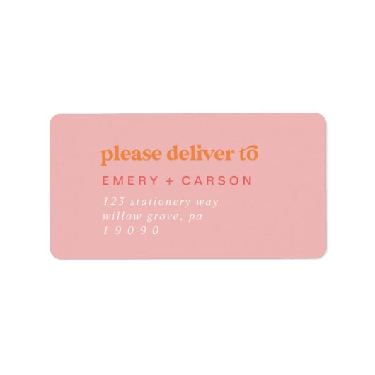 Retro Zomer | Roze en Oranje RSVP-Adresetiketten Etiket (Voorkant)