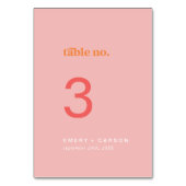 Retro Zomer | Roze en Oranje Tafelnummer (Voorkant)