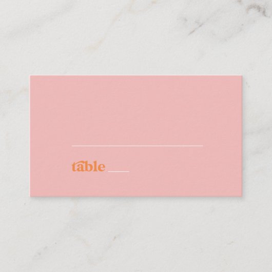 Retro Zomer | Roze en Oranje Vlakke Huwelijk Plaatskaartje (Voorkant)