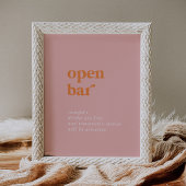 Retro Zomer Roze en Sinaasappel Bruiloft Open Bar  Poster
