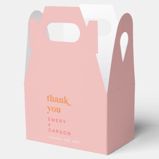 Retro Zomer | Roze en Sinaasappel Dank u Bedankdoosjes (Geopend)