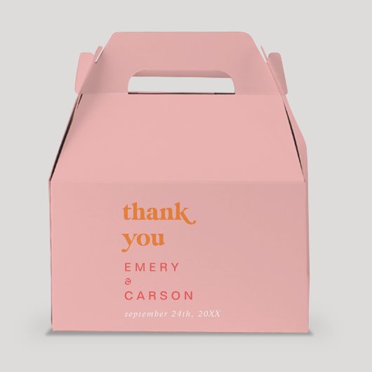 Retro Zomer | Roze en Sinaasappel Dank u Bedankdoosjes