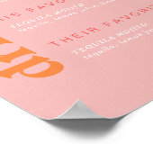 Retro Zomer Roze en Sinaasappel Favoriete Drinken  Poster (Hoek)