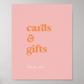 Retro Zomer Roze en Sinaasappel Kaarten en Geschen Poster (Voorkant)