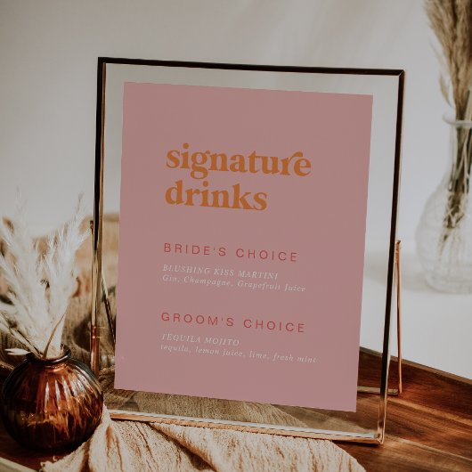 Retro Zomer Roze en Sinaasappel Signature Drinken  Poster