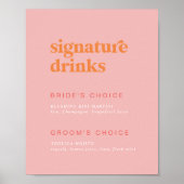 Retro Zomer Roze en Sinaasappel Signature Drinken  Poster (Voorkant)