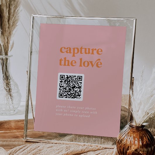 Retro Zomer Roze Sinaasappel DIY Leg het liefdesbo Poster