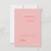 Retro Zomer Roze Sinaasappel DIY Trouwplaats Kaart (Voorkant)