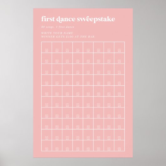 Retro zomer roze trouw eerste dans sweepstake poster (Voorkant)