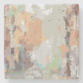 Retro zomer rustiek stoffig sinaasappel, taupe, br stenen onderzetter (Voorkant)