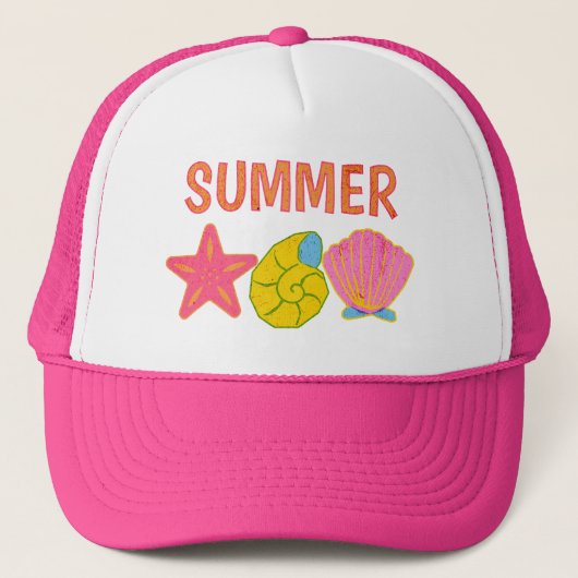 Retro Zomer Schelpen Trucker Pet (Voorkant)