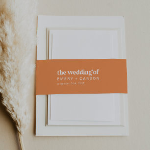 Retro Zomer Sinaasappel De bruiloft van buikband Uitnodigingen Wikkel