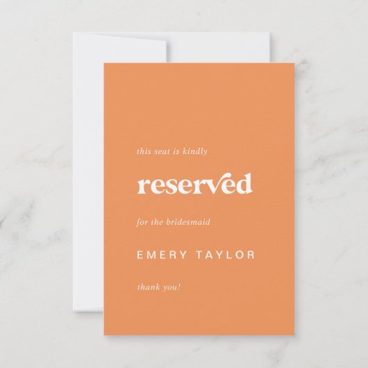 Retro Zomer Sinaasappel DIY Wedding Gereserveerde Kaart (Achterkant)