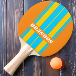 Retro Zomer Strand Bord Strepen met Naam Tafeltennisbatje