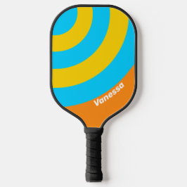 Retro Zomer Strand Cirkel Streep met Naam Pickleball Paddle