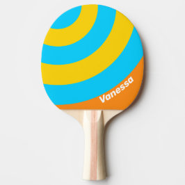 Retro Zomer Strand Cirkel Streep met Naam Tafeltennisbatje