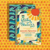 Retro Zomer Strand Genderneutraal Baby shower Kaart