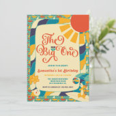 Retro Zomer Strand Geslacht Neutraal 1e Verjaardag Kaart (Staand voorkant)